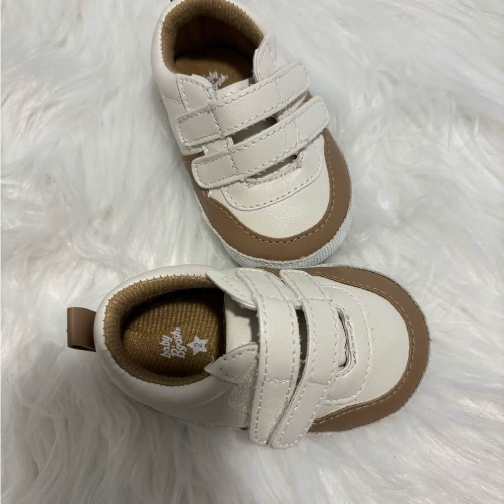 White and Brown Baby Walker Shoes with Soft Soles